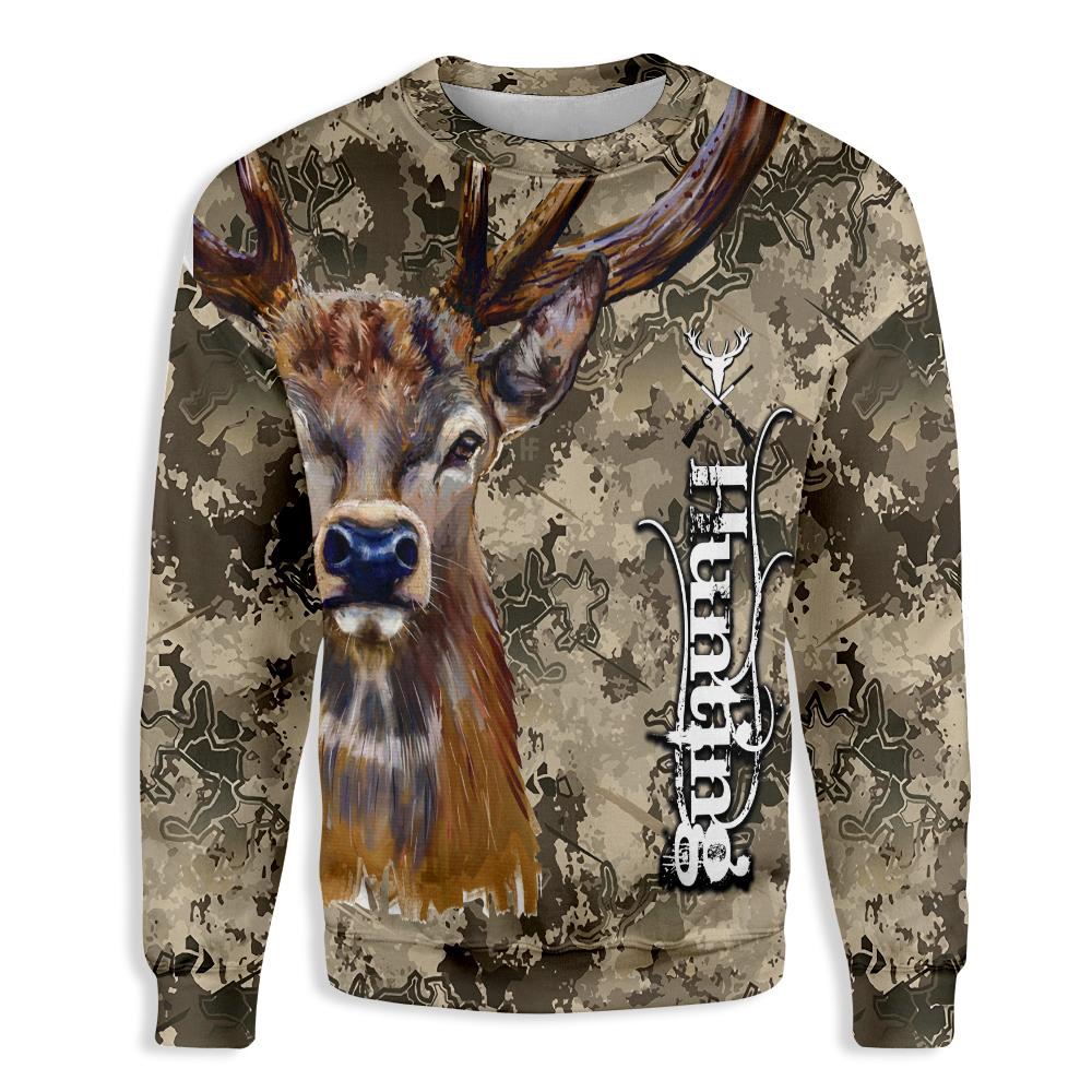 Deer Camo Hunting Shirt For Men All Over Print Sweatshirt, Best Camo Hunting Sweatshirt