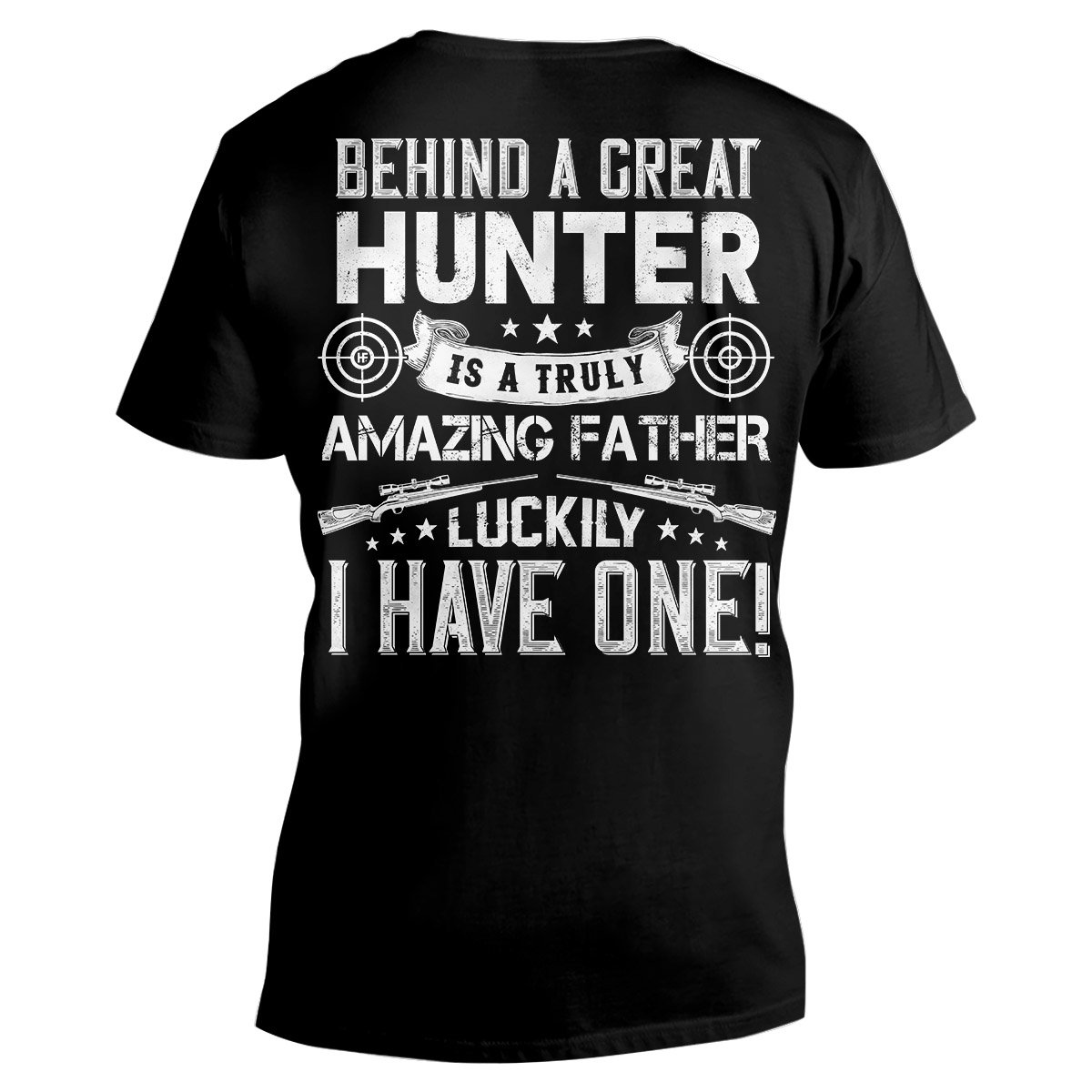 Behind A Great Hunter Hunting Backprint Ez20 2301 Unisex V-Neck T-Shirt