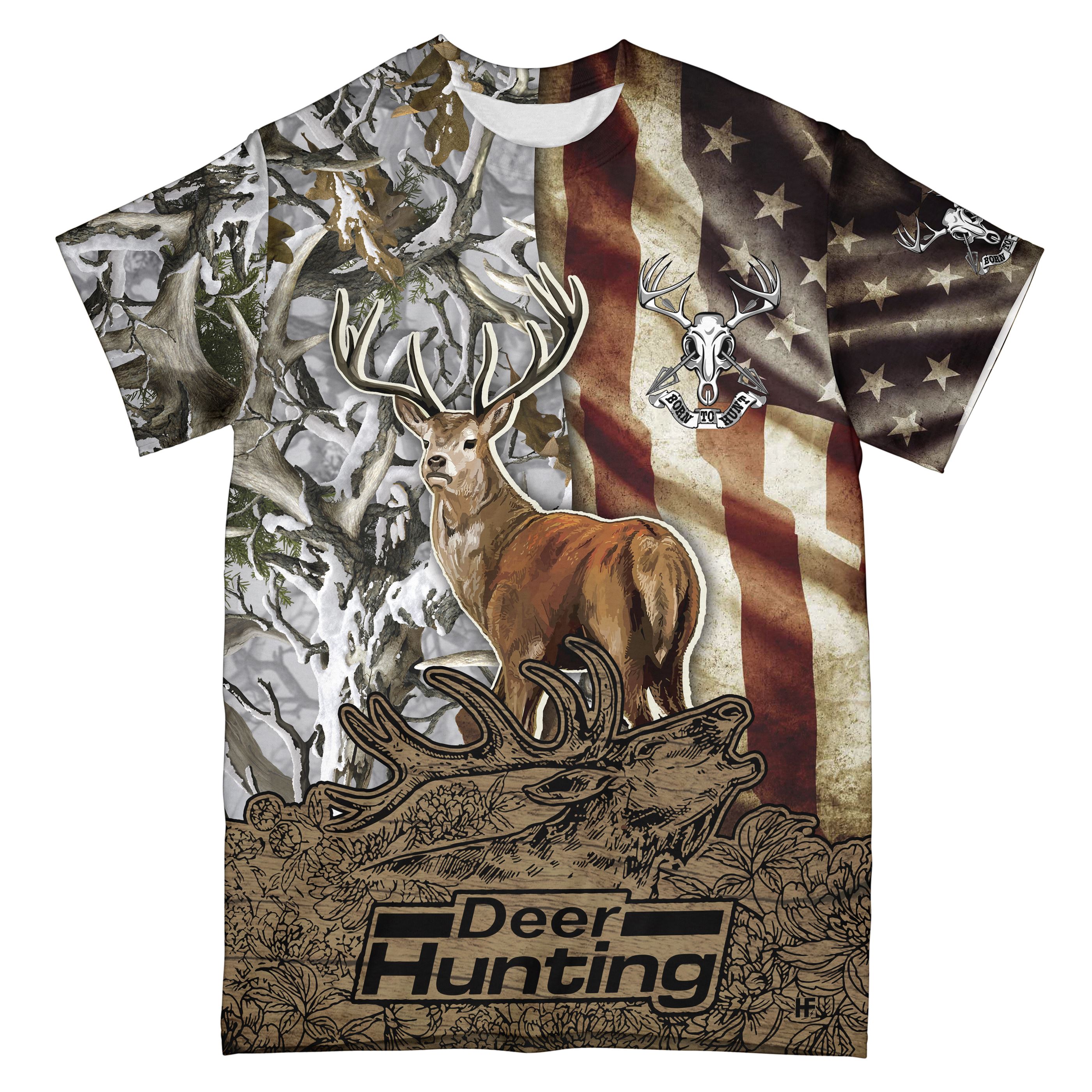 Deer Vintage Flag Bow Hunting Archery Ez20 0501 All Over Print T-Shirt