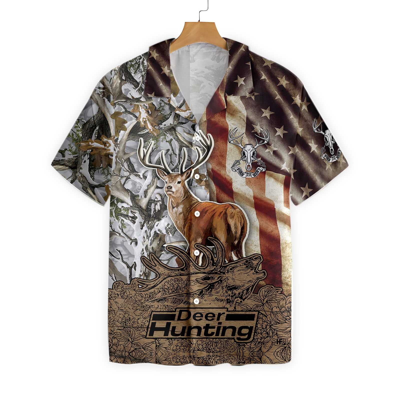 Deer Vintage Flag Bow Hunting Archery Ez20 0401 Hawaiian Shirt