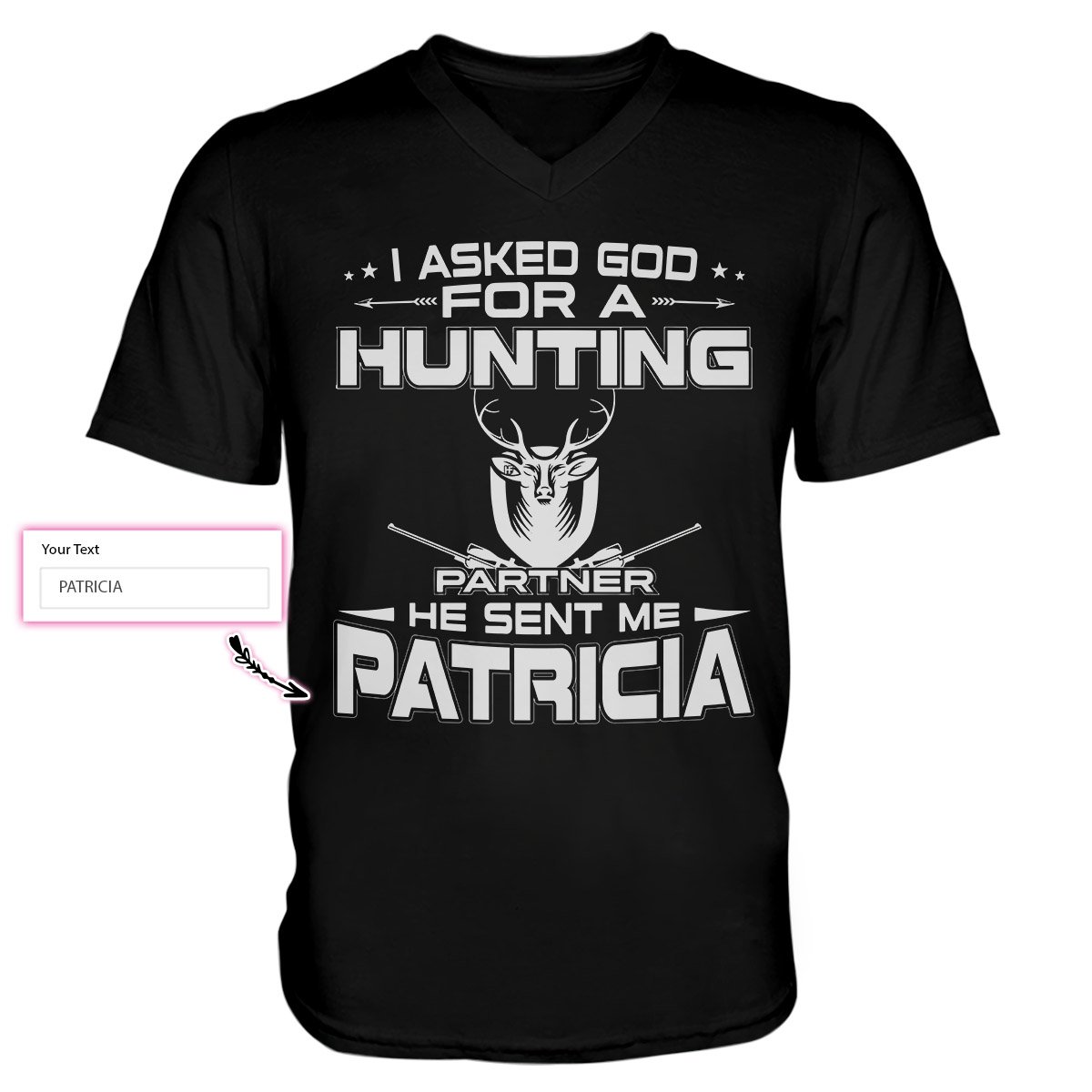 Asking God For A Hunting Partner Ez26 1110 Custom Men V-Neck T-Shirt