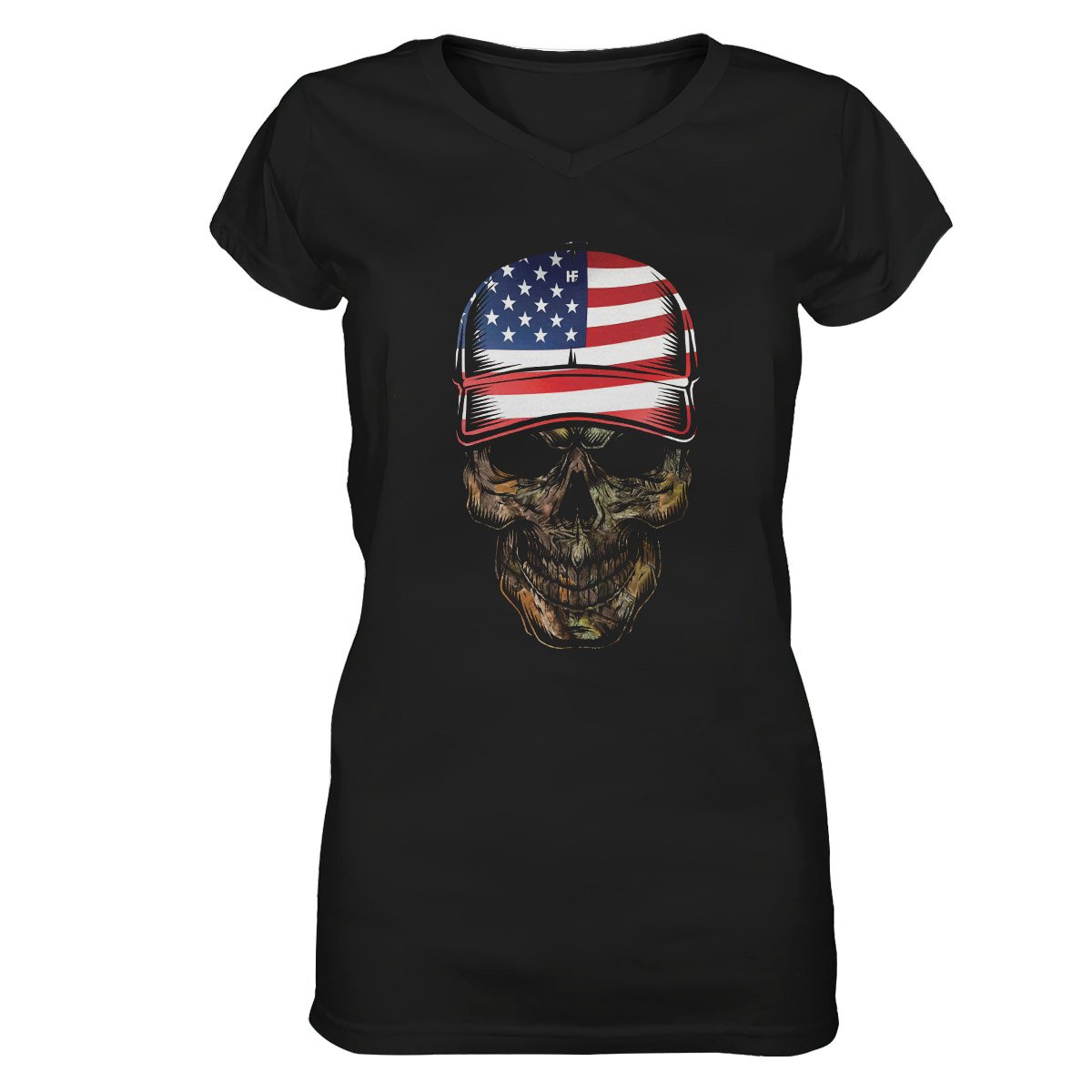 Deer Hunting Skull American Hunters Ez26 2610 Women V-Neck T-Shirt