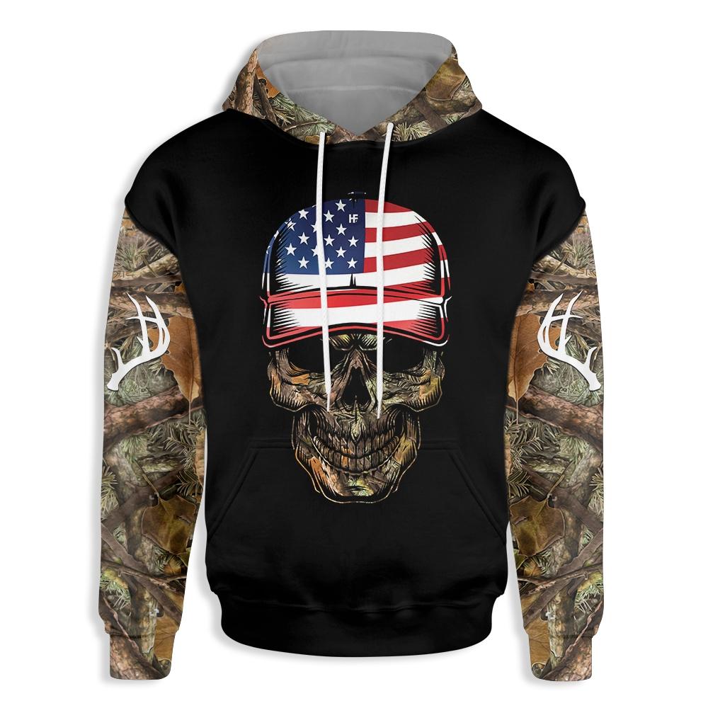 American Skull Hunting Ez26 2910 All Over Print Hoodie