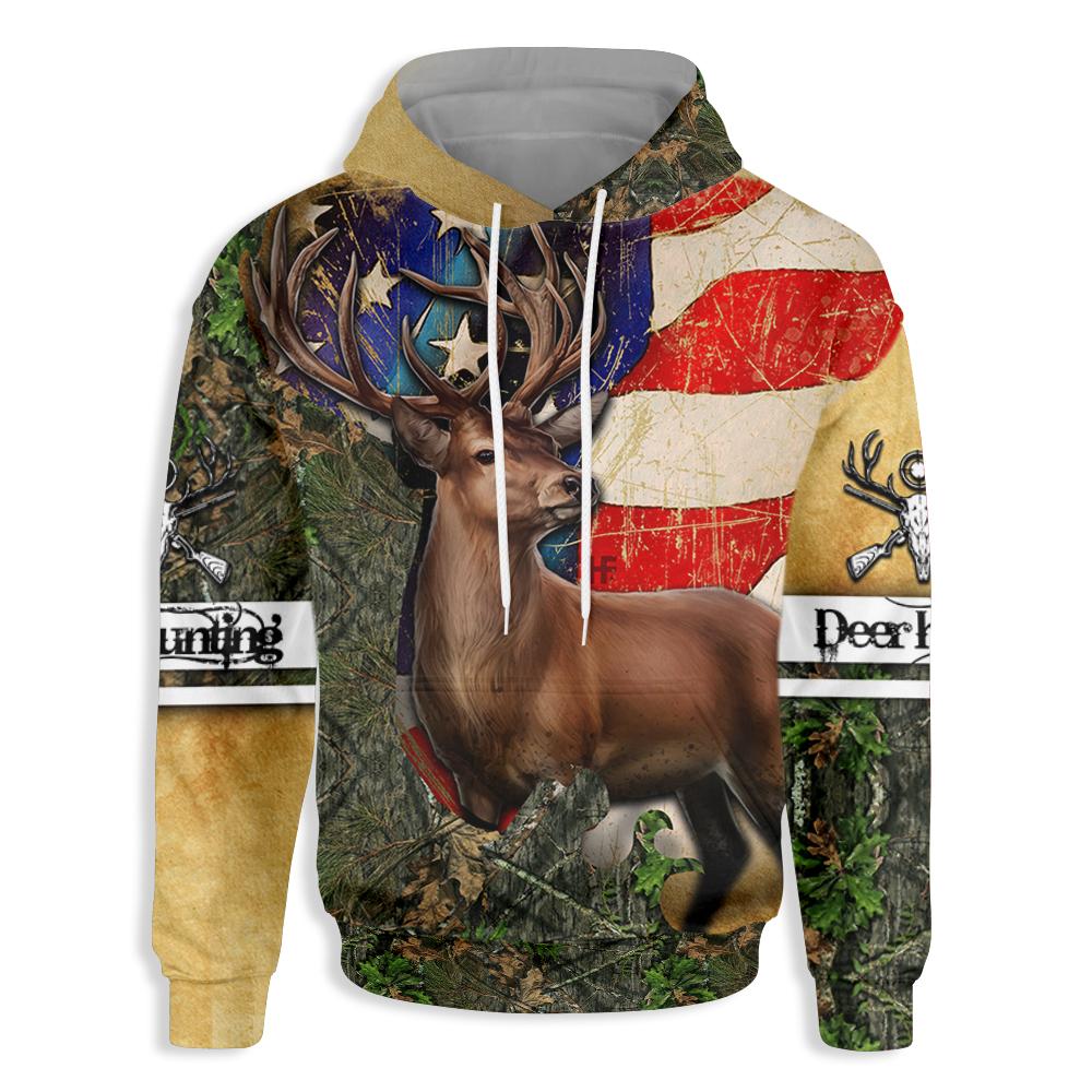 Deer Hunting American Flag Camouflage Ez02 1010 All Over Print Hoodie