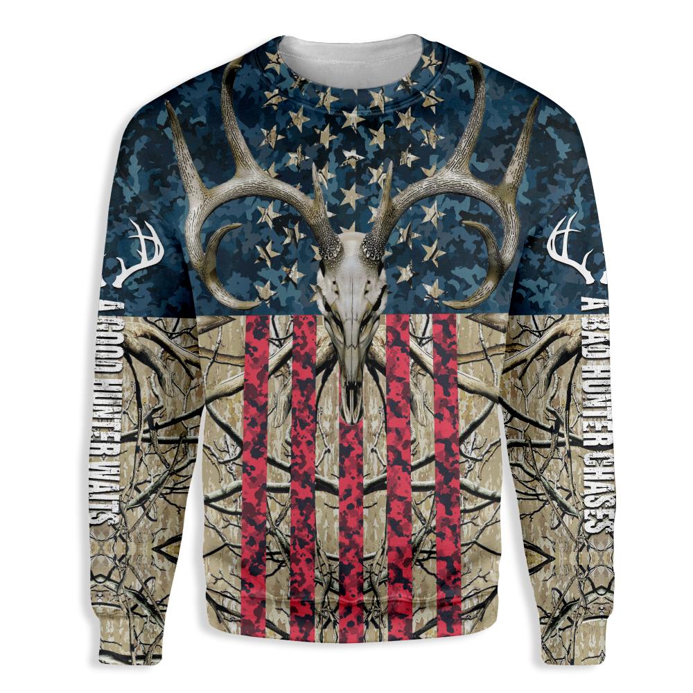 Deer Skull Hunting Camouflage American Ez26 1410 All Over Print Sweatshirt