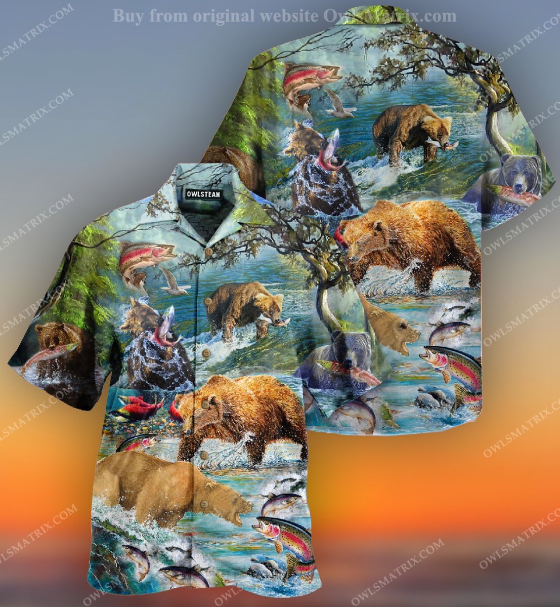 Animals Amazing Salmon Hunting With Bear Limited Edition – Hawaiian Shirt