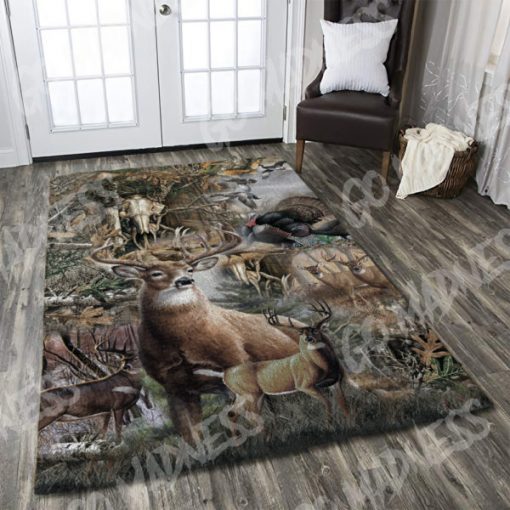 Deer Hunting Living Room Rug Carpet All Over Print Logo Custom Area Rug Carpet Full Sizes Home Living Rug Carpet Decor