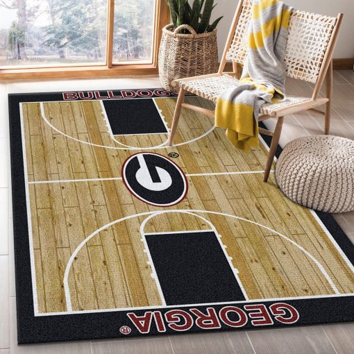 College Home Court Georgia Basketball Team Logo Rug All Over Print Logo Custom Area Rug Carpet Full Sizes Home Living Rug Carpet Decor