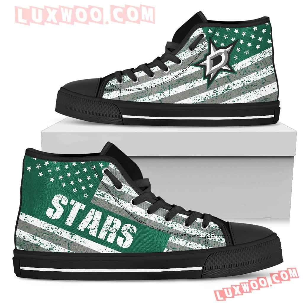 America Flag Italic Vintage Style Dallas Stars High Top Shoes Sport Sneakers