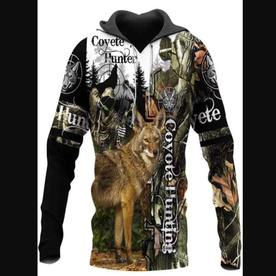 Coyote Hunting Camo Hoodie 3D Style3477 All Over Printed