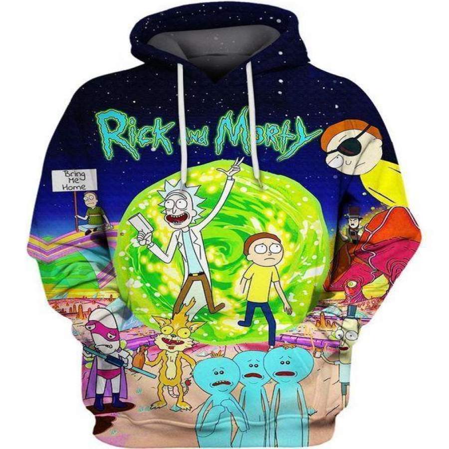 Cartoon Animated Sitcom Rick And Morty Hoodie Unisex 3D All Over Print