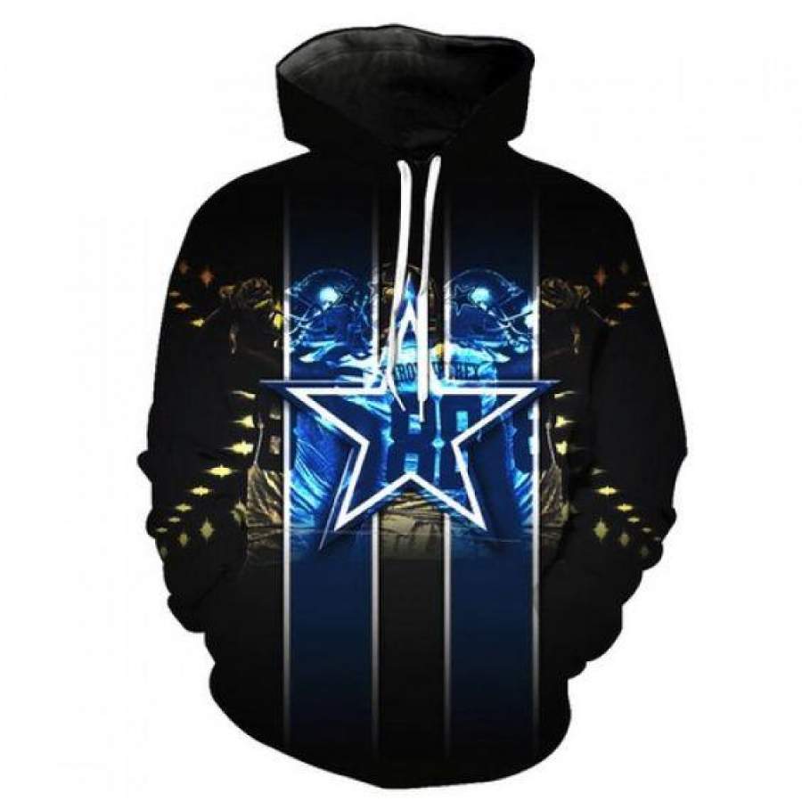 Dallas Cowboys Blue Strip Hoodie Unisex 3D All Over Print