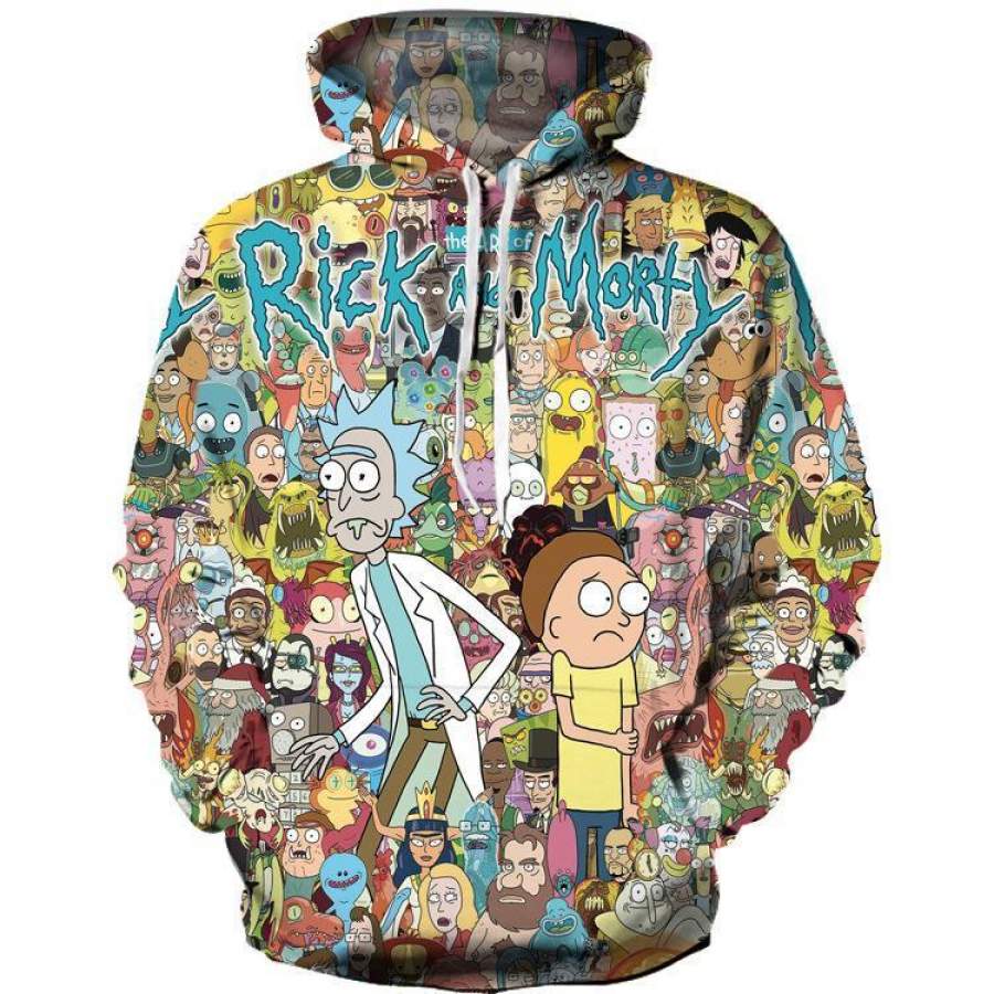 3D Rick and Morty Printed Pullover Hoodie Sweatshirt – 3D All Over Printed – VF277