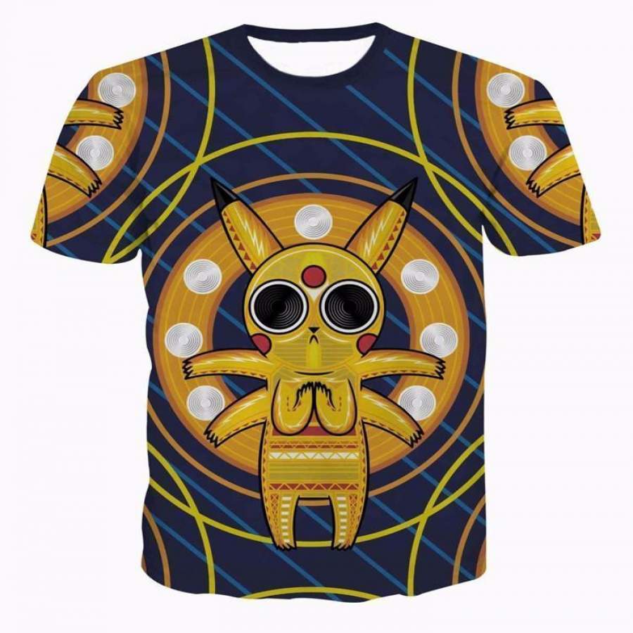 Acid Pikachu Stylish Pokemon Go Stripes Cool Streetwear 3D T-Shirt 3D All Over Print