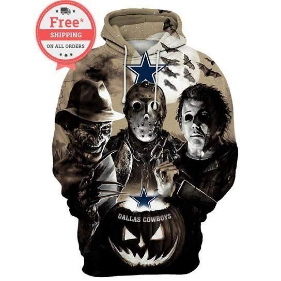 Dallas Cowboys Fashion Printed Horror Hoodie Unisex 3D All Over Print