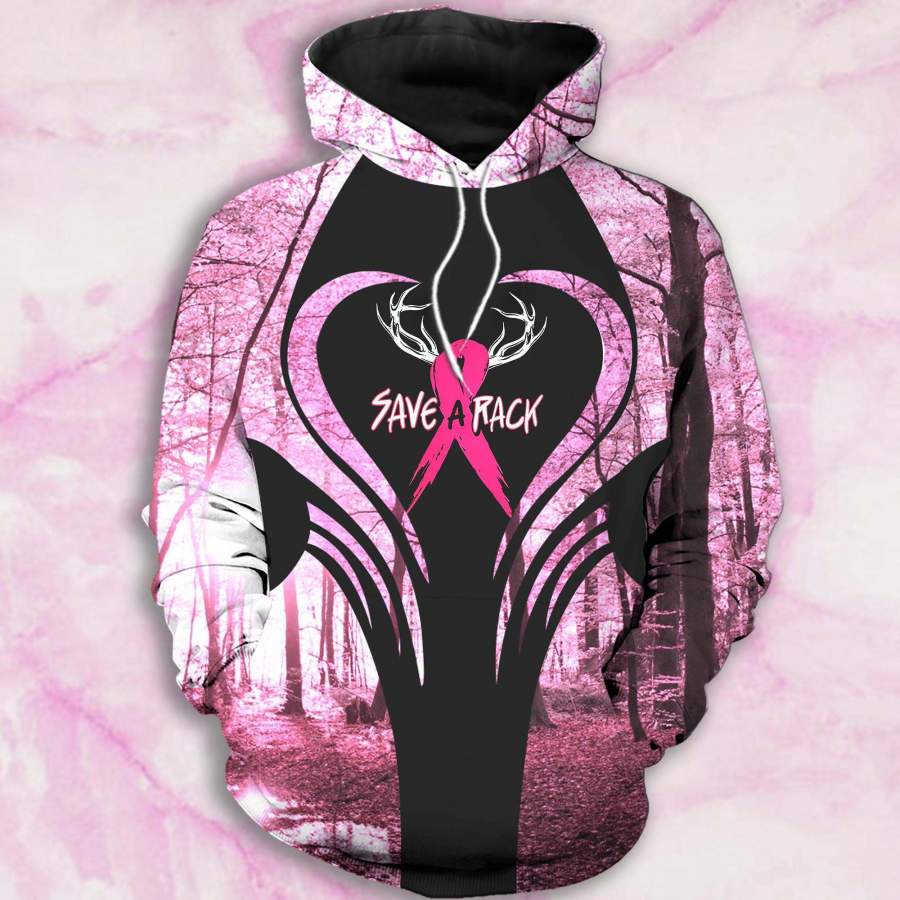 Breast Cancer Hunting Save A Rack Hoodie Unisex 3D All Over Print