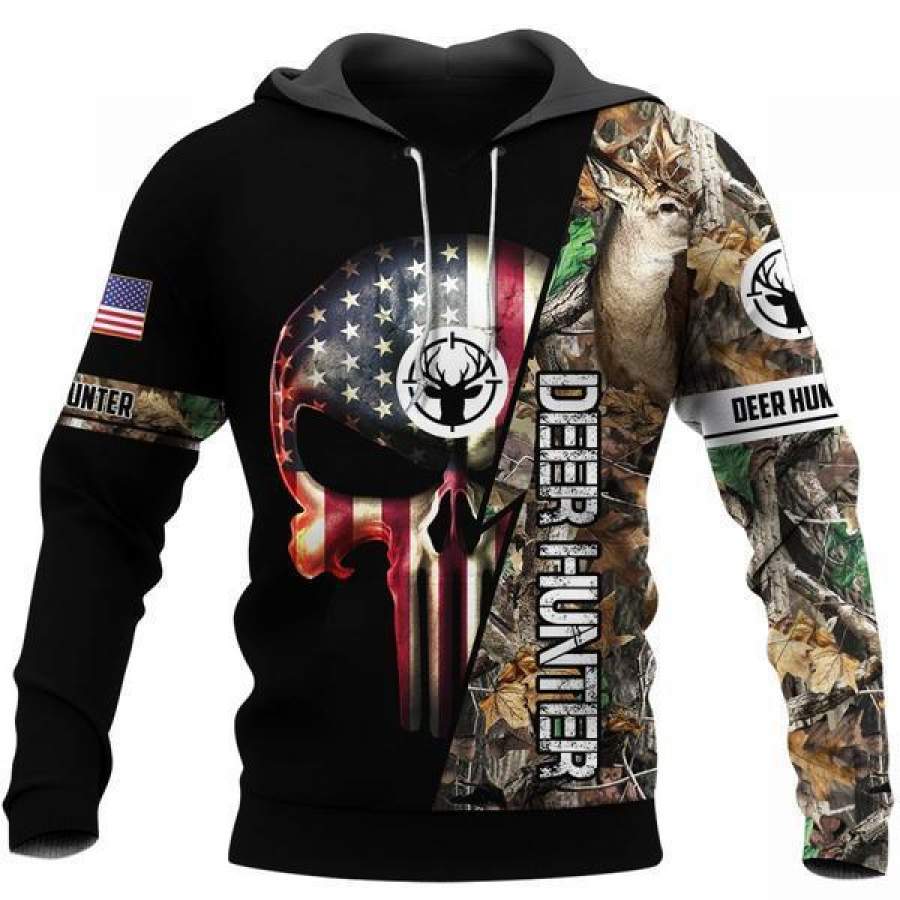 Deer Hunting Skull US Unisex Size Hoodie