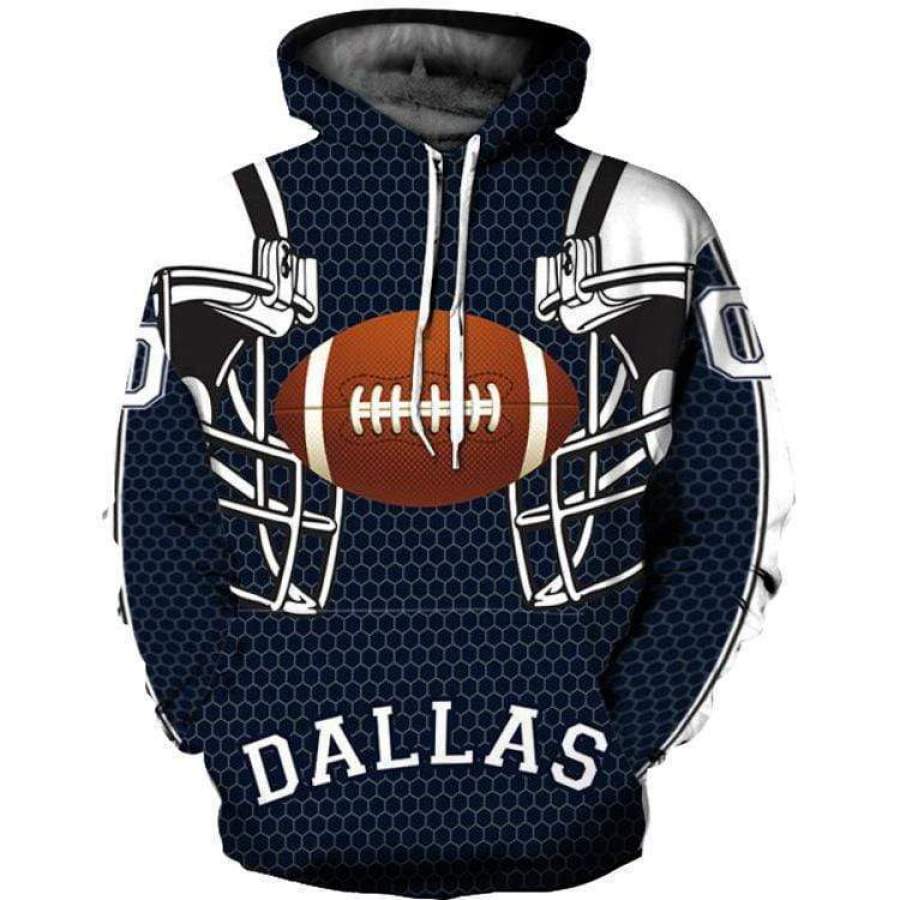 3D Dallas Cowboys Printed Hooded Pocket Pullover Sweater 302 style