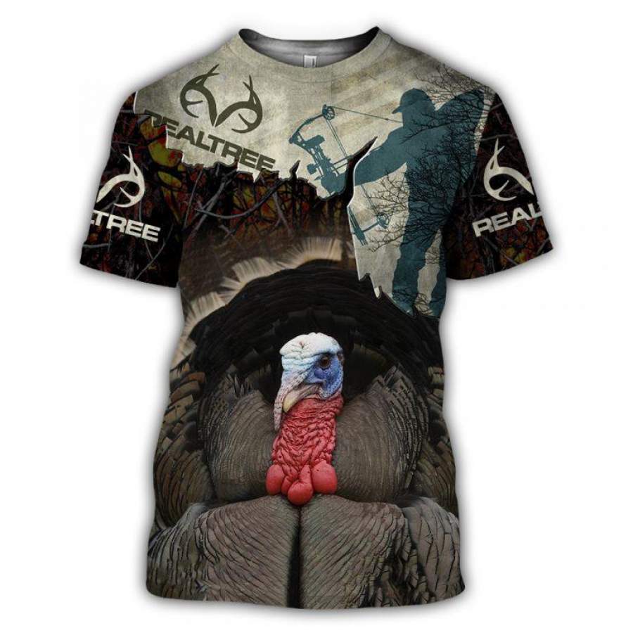 Bow Hunting Turkey T-Shirt 3D All Over Print Custom 3D Bow Hunting Turkey Graphic Printed 3D T-Shirt 3D All Over Print All Over Print Tee For Men For Women