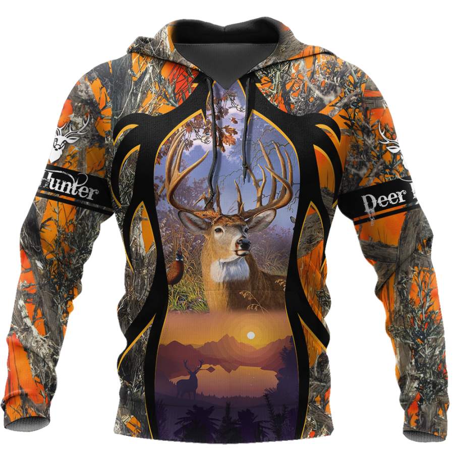 Camo Deer Hunting Hoodie Unisex 3D All Over Print