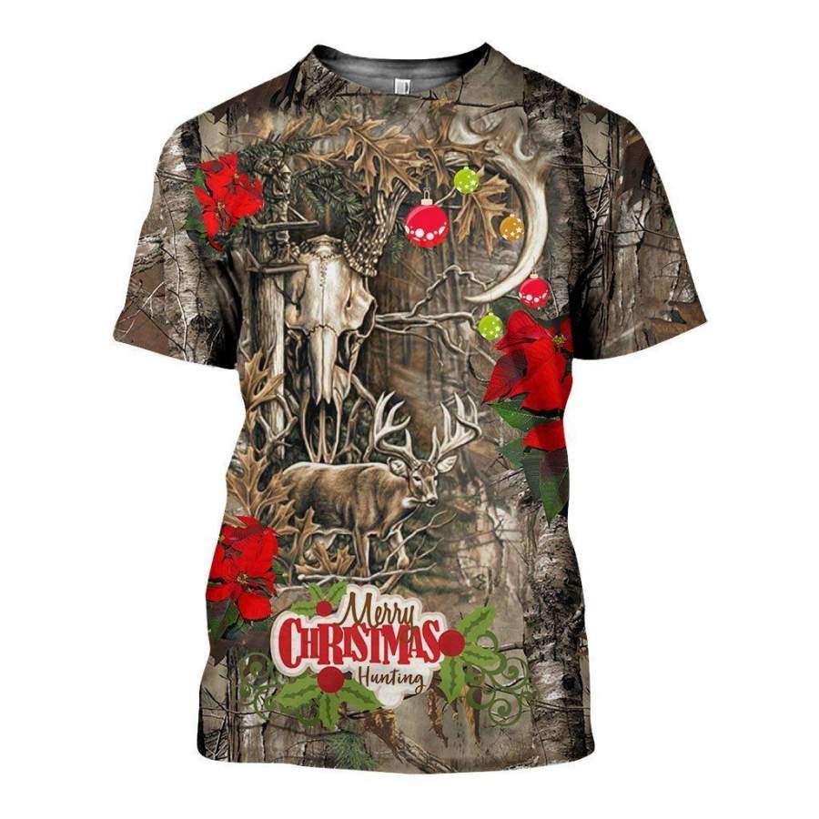 Deer Hunting Christmas Shirts And Shorts 3D Print For Men For Girls