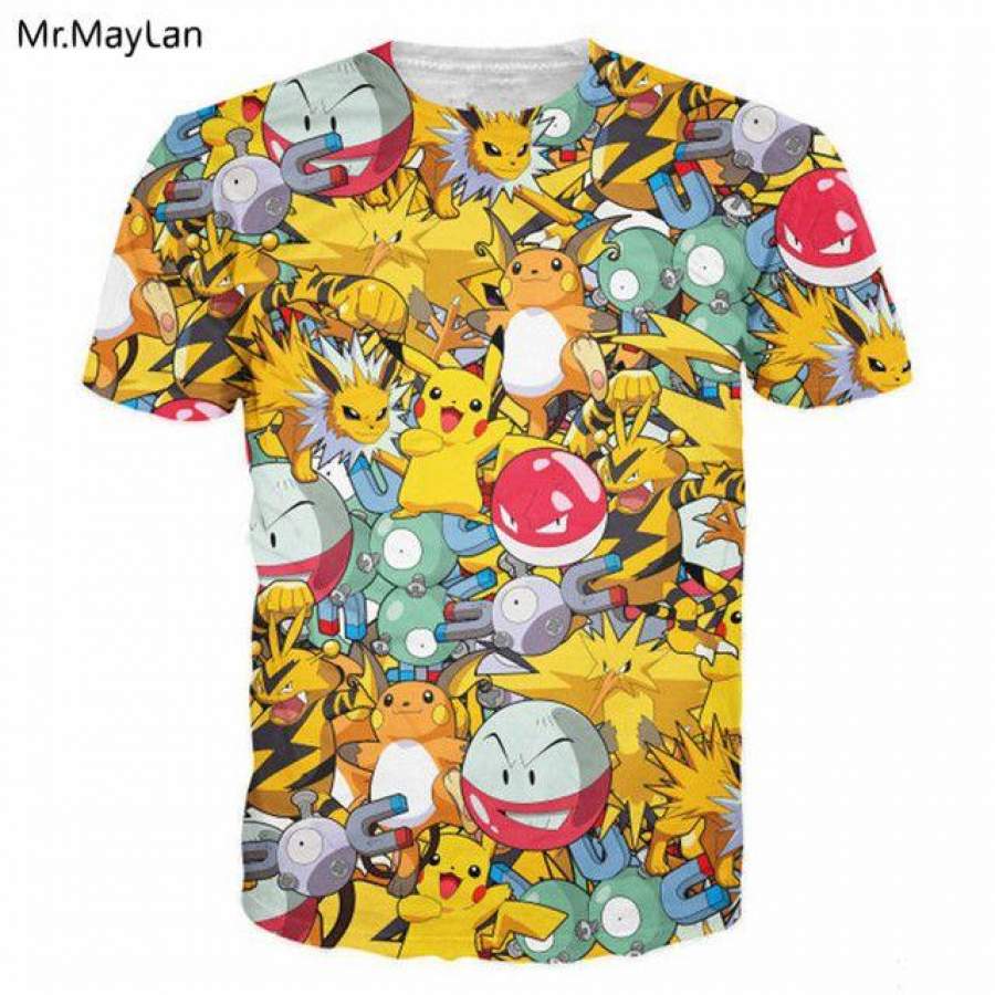 Classic Cartoon Pokemon Go Cute Pikachu 3D Print T shirt Men/Women Hiphop Tee tshirts Hipster Boy T-Shirts Clothing Harajuku 6XL-4175762