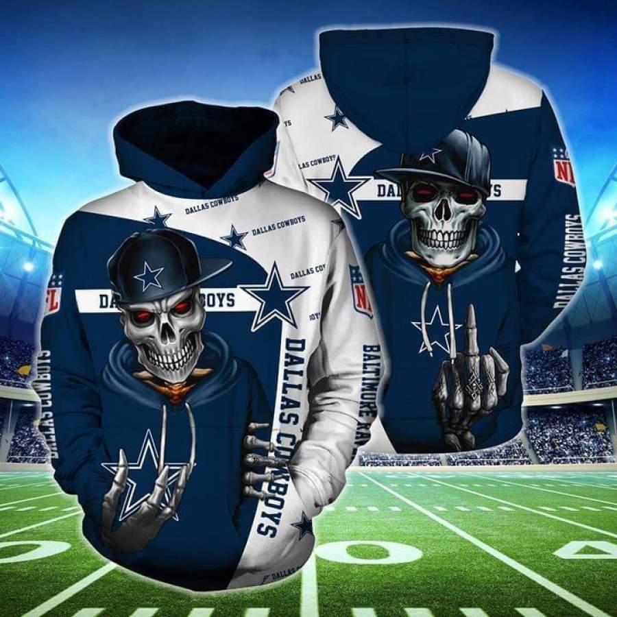 Dallas Cowboys Hip Hop Skull Printed Hoodie Unisex 3D All Over Print