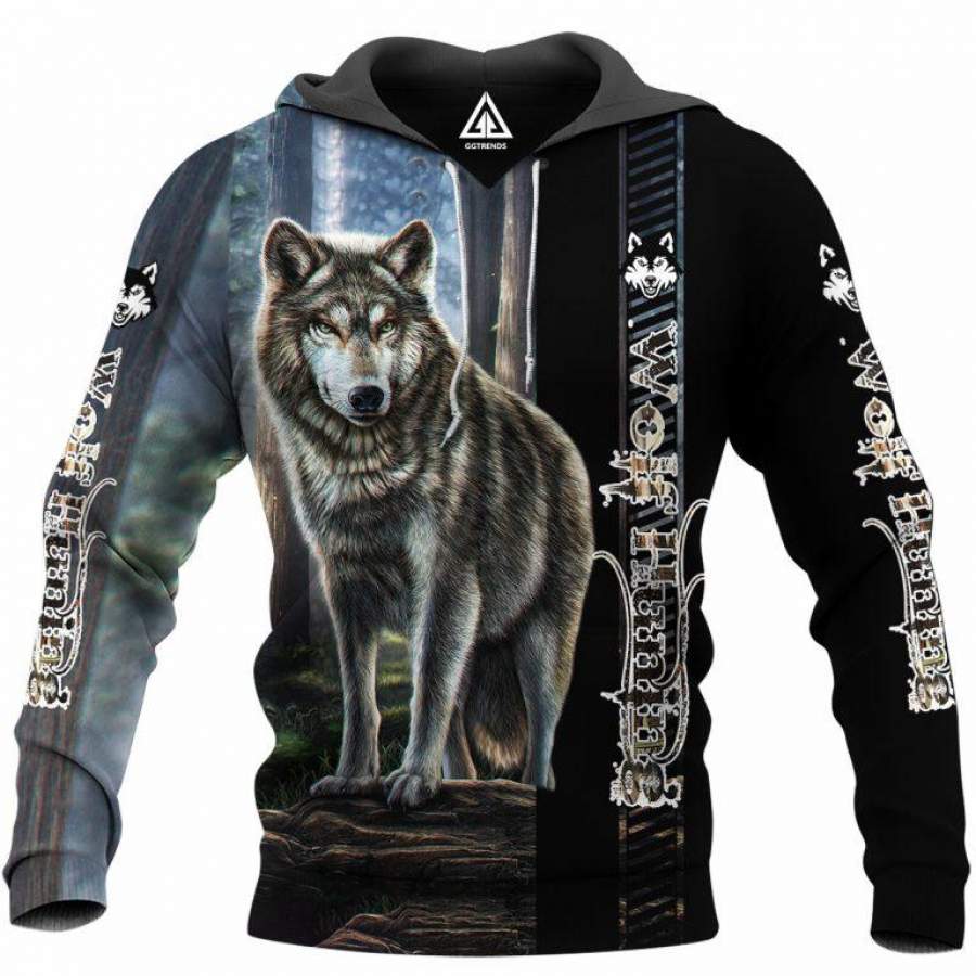 Beautiful Wolf , Wolf Hunting Hoodie 3D Style5023 All Over Printed