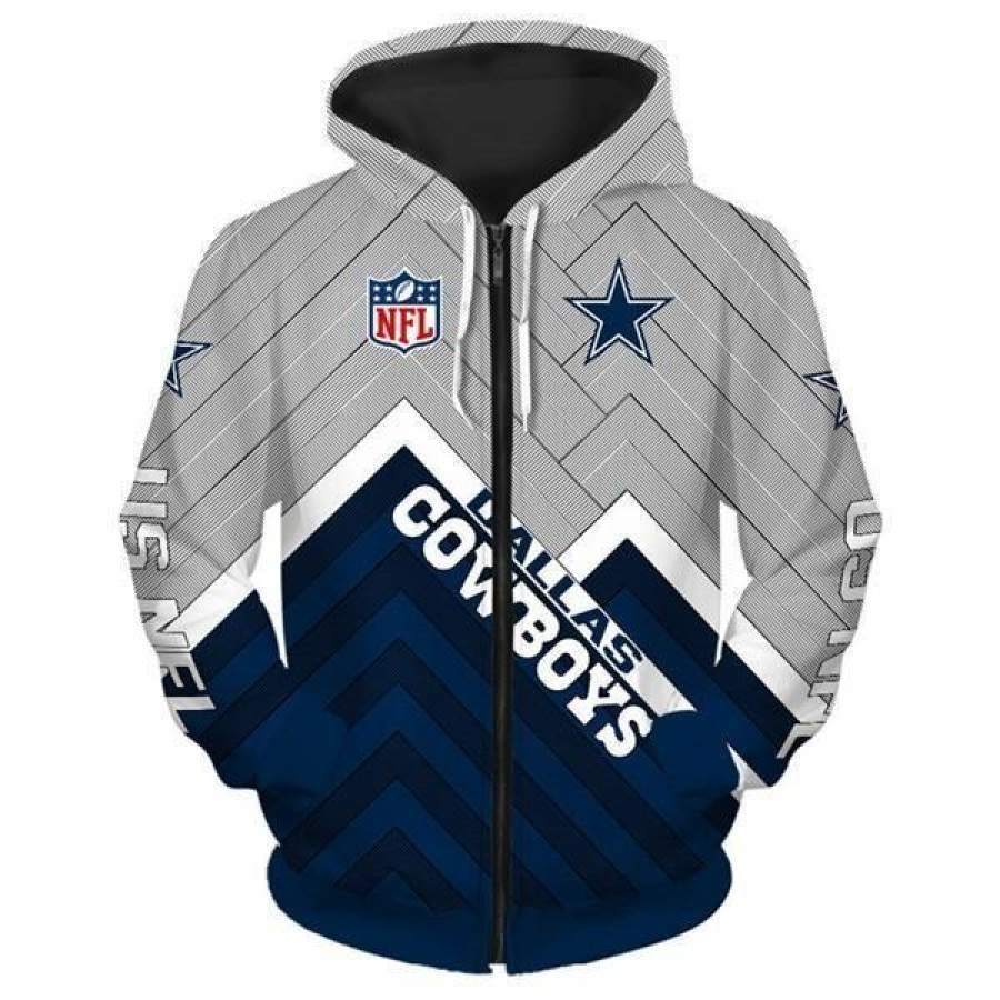 Dallas Cowboys Sweatshirts Print Unisex Zip Up Hoodie Unisex 3D All Over Print