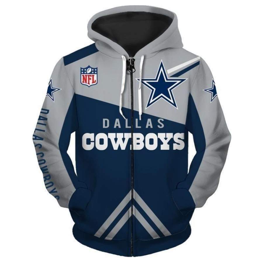 Dallas Cowboys Zip Up Hoodie Unisex 3D All Over Print