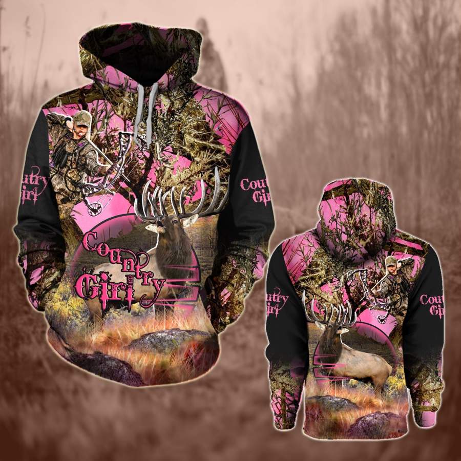 Country Girl Hunting 3D All Over Print All-over print unisex pullover hoodie