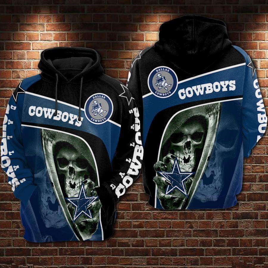 Dallas Cowboys Skull Hoodie 3D Style3807 All Over Printed