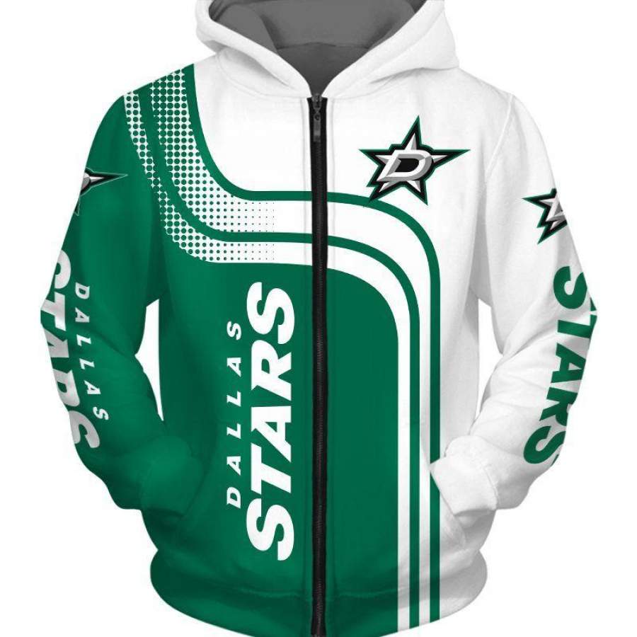 Dallas Stars Zipper Hoodie 3D Style2033 All Over Printed