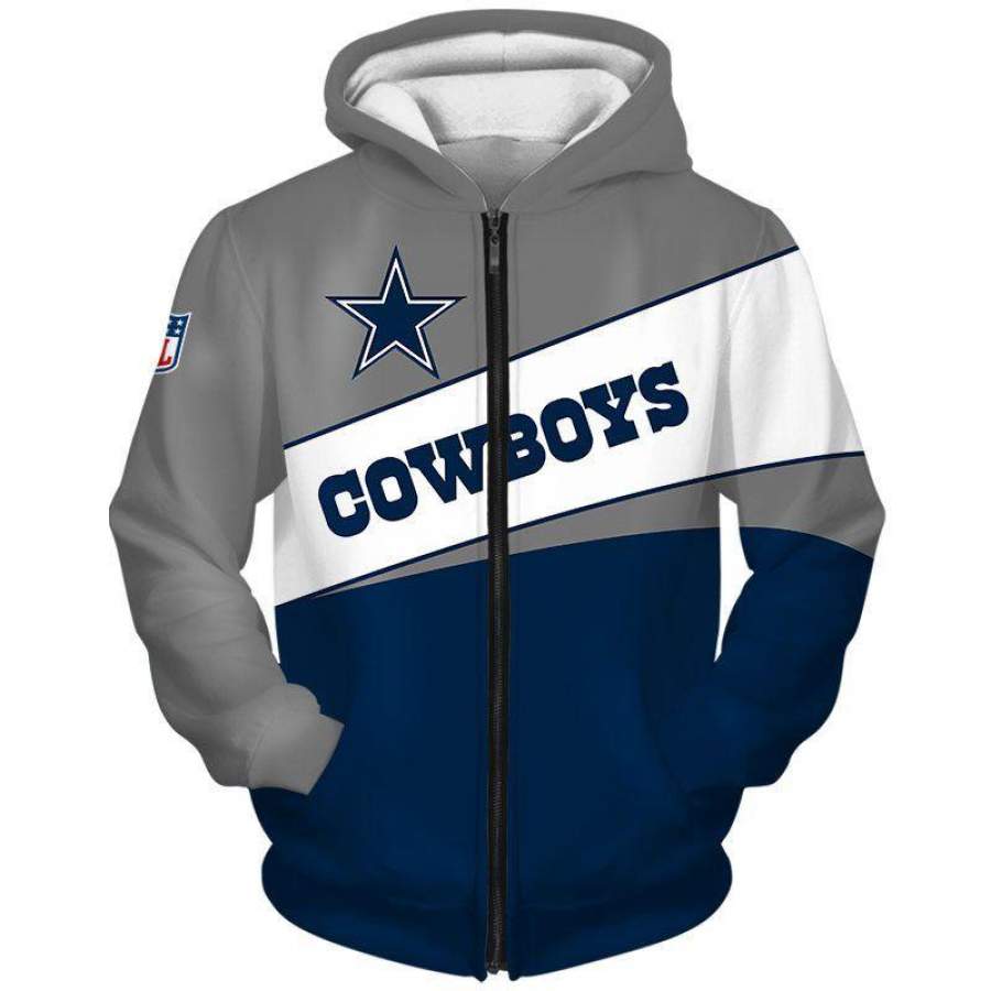 Dallas Cowboys Zip Hoodie 3D Style1396 All Over Printed