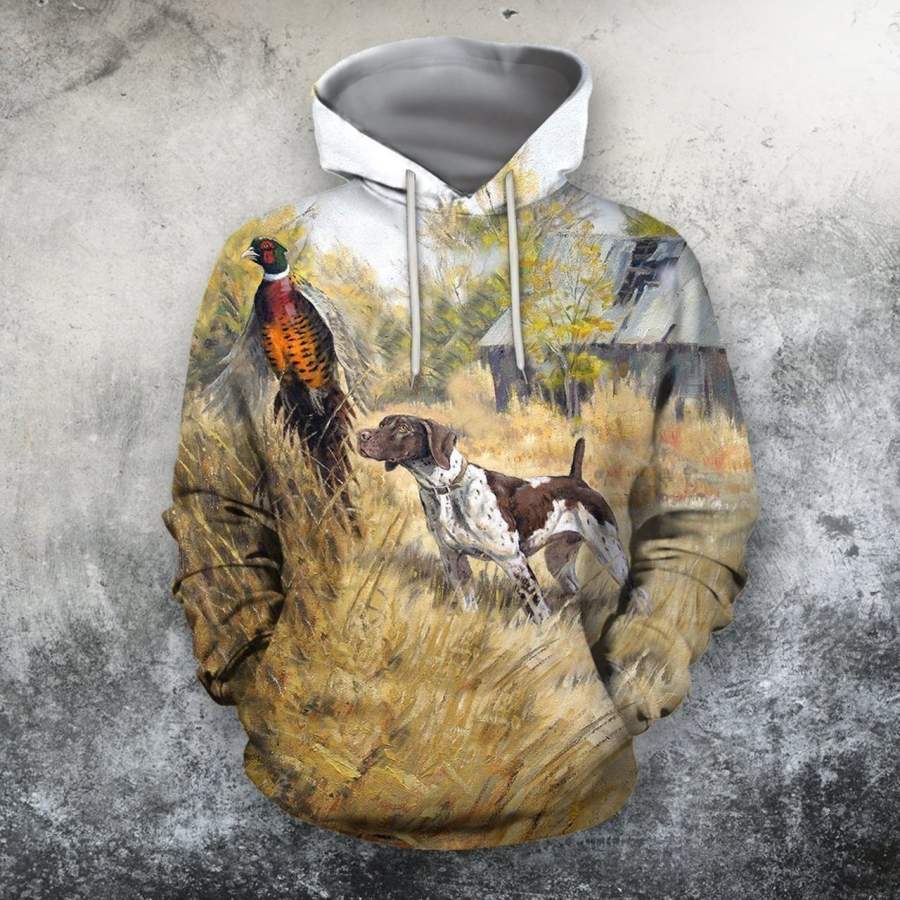 3 Hunting Dog Pheasant Hoodie All Over Printed