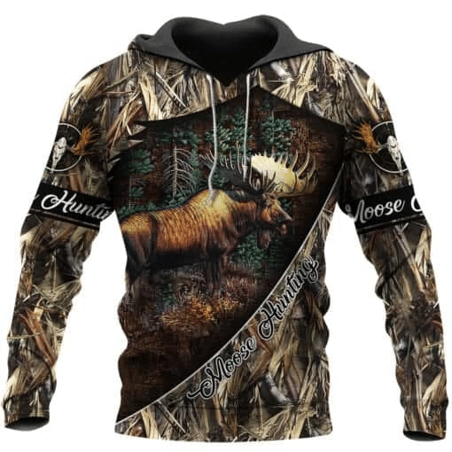 3D Moose Hunting Camo All Over Printed Hoodie