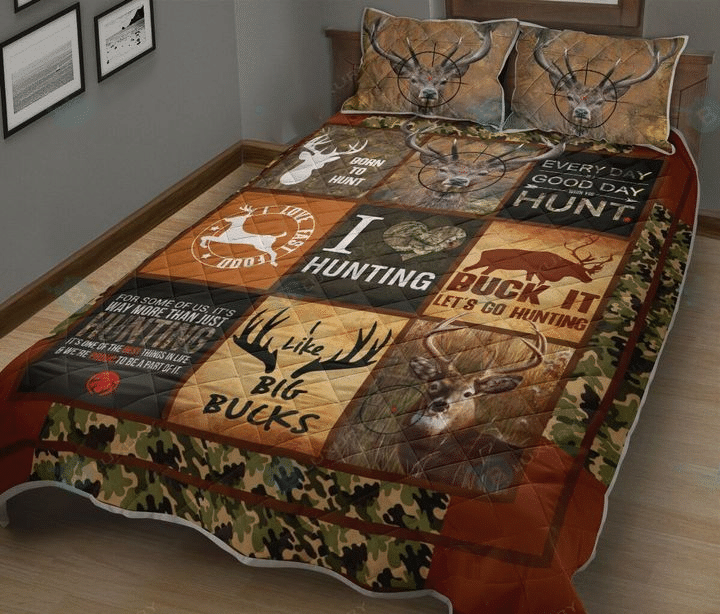 DEER HUNTING I LIKE BIG BUCKS QUILT BED SET