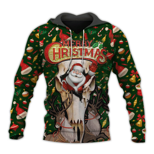 Deer Hunting Marry Christmas 3D Full Printed Hoodie