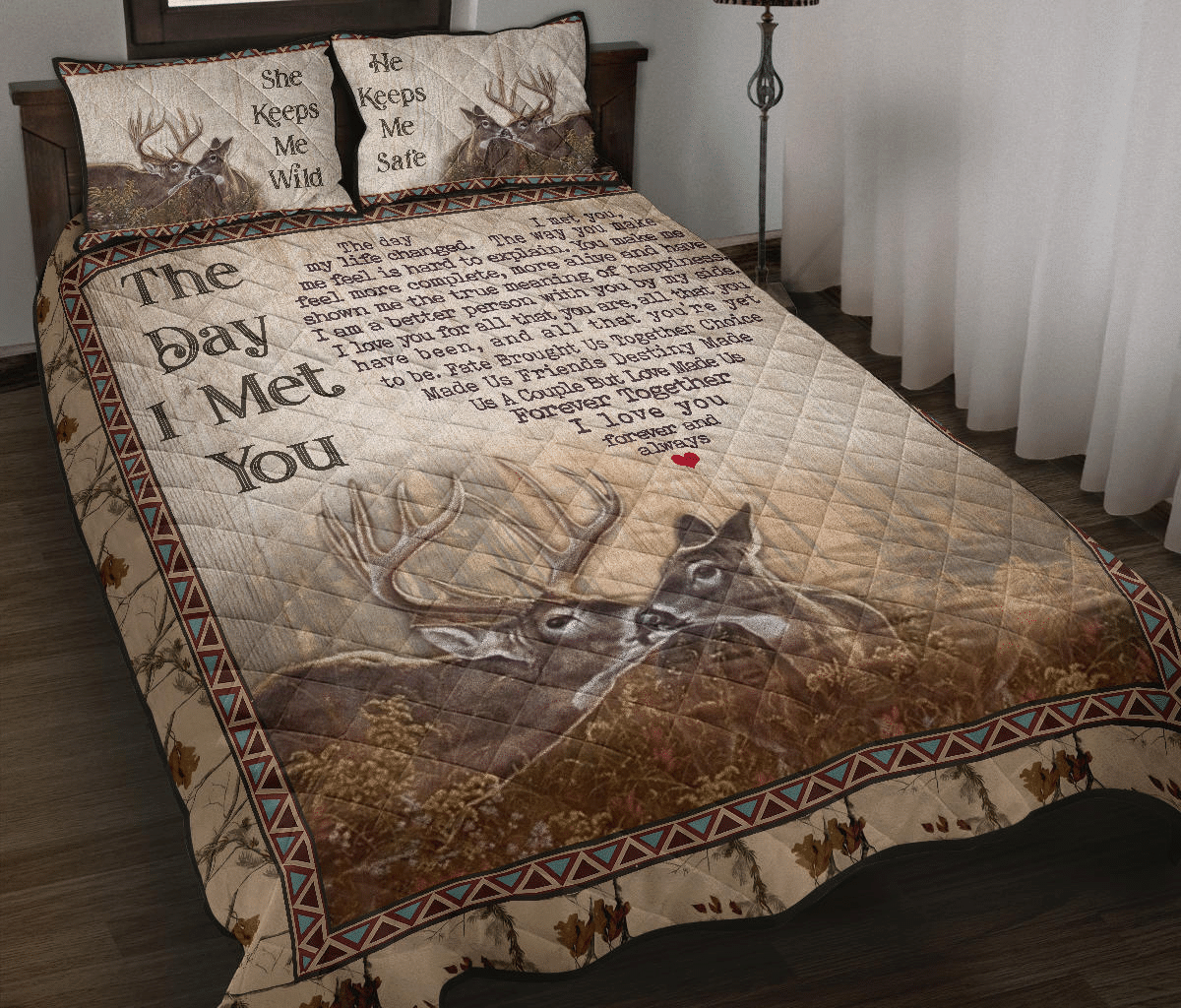 Deer Hunting – The Day I Met You Quilt Bed Set