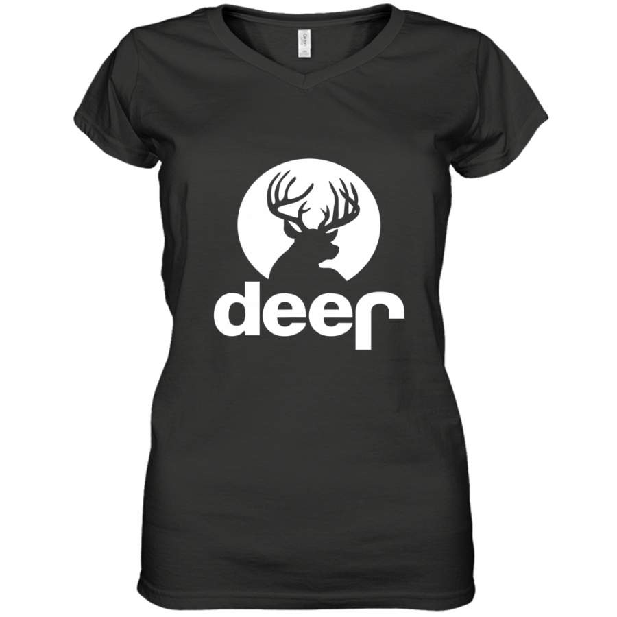 Deer Jeep funny deer hunting shirt Women’s V-Neck T-Shirt