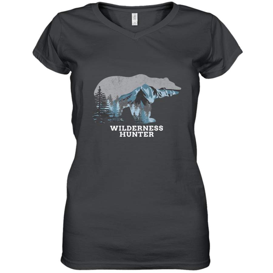 Bear Wilderness Hunter Outdoors Hunting Premium shirt Women’s V-Neck T-Shirt