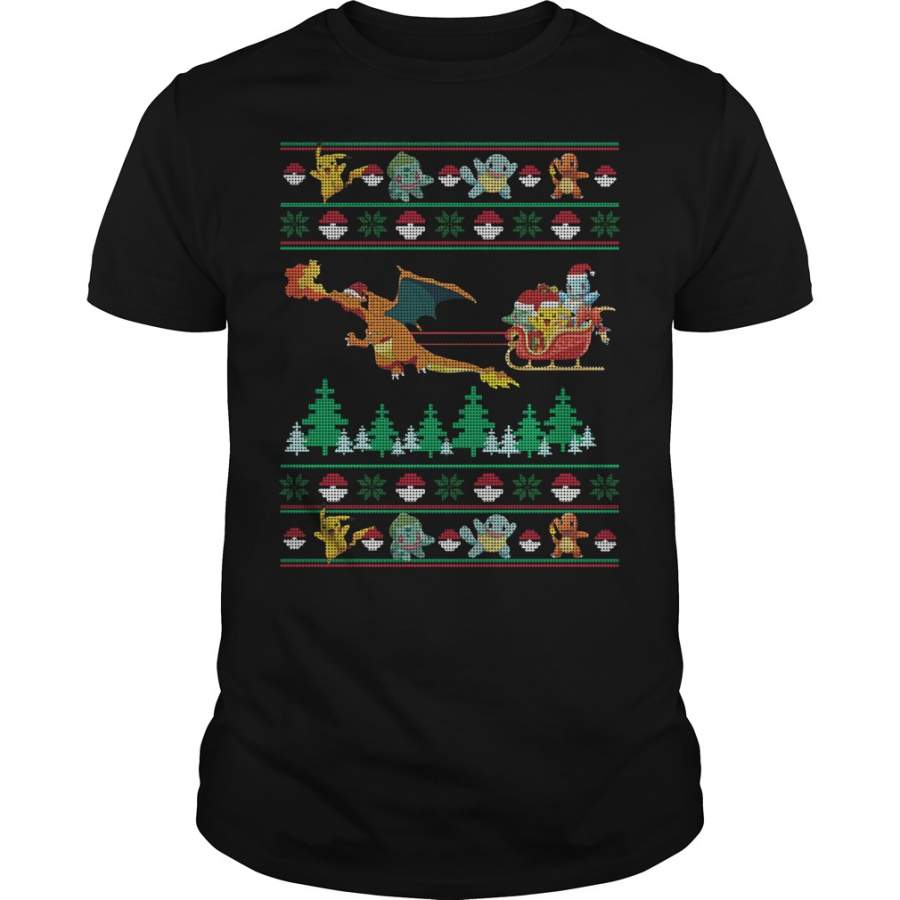 Christmas Santa Charizard Sleigh Pokemon – T-Shirt