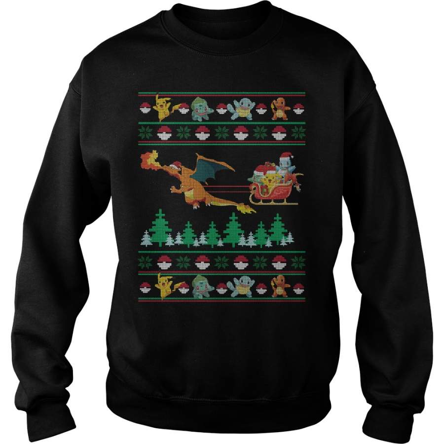 Christmas Santa Charizard Sleigh Pokemon – Sweatshirt