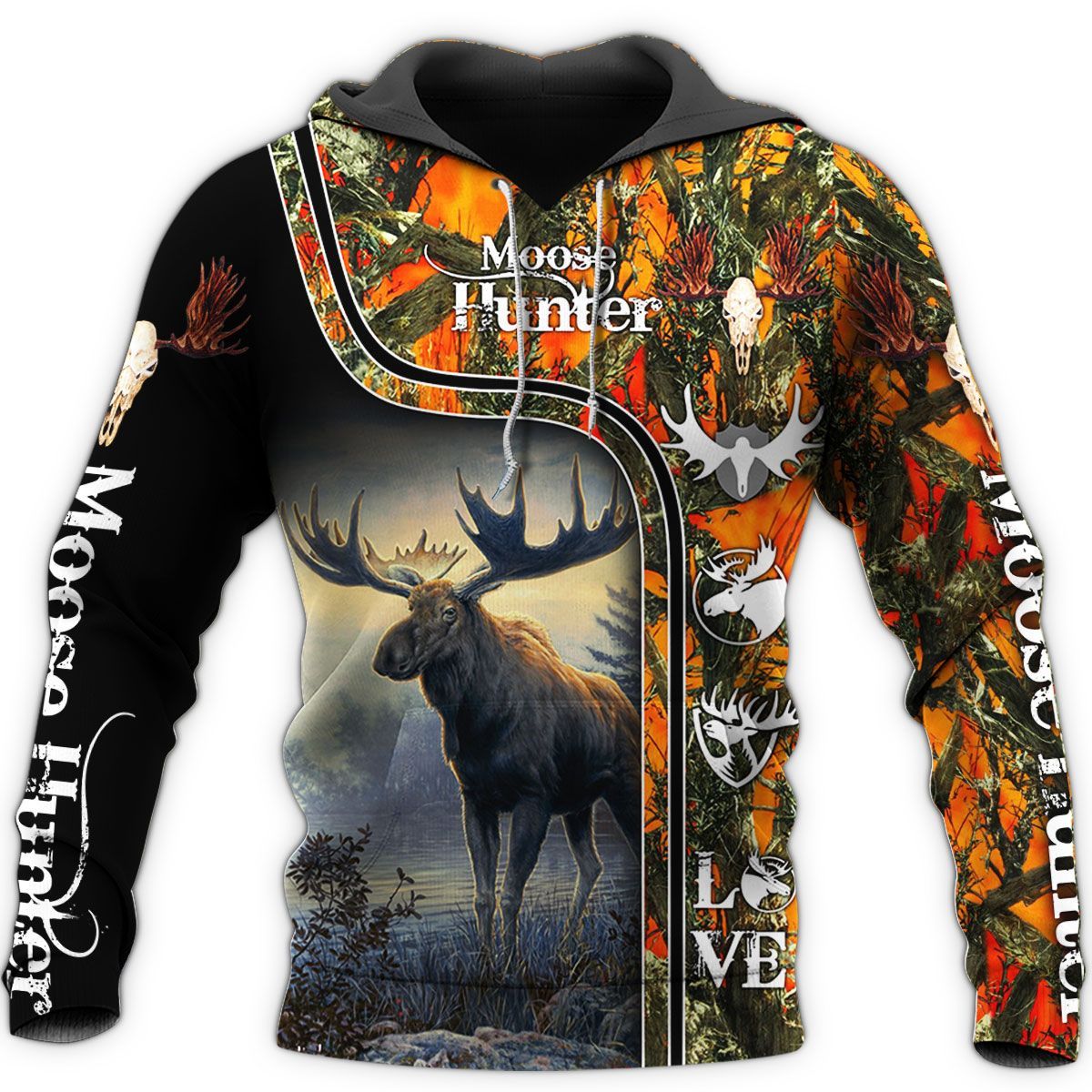 336THHHT-Moose Hunting Camo 3D All Over Printed Shirts