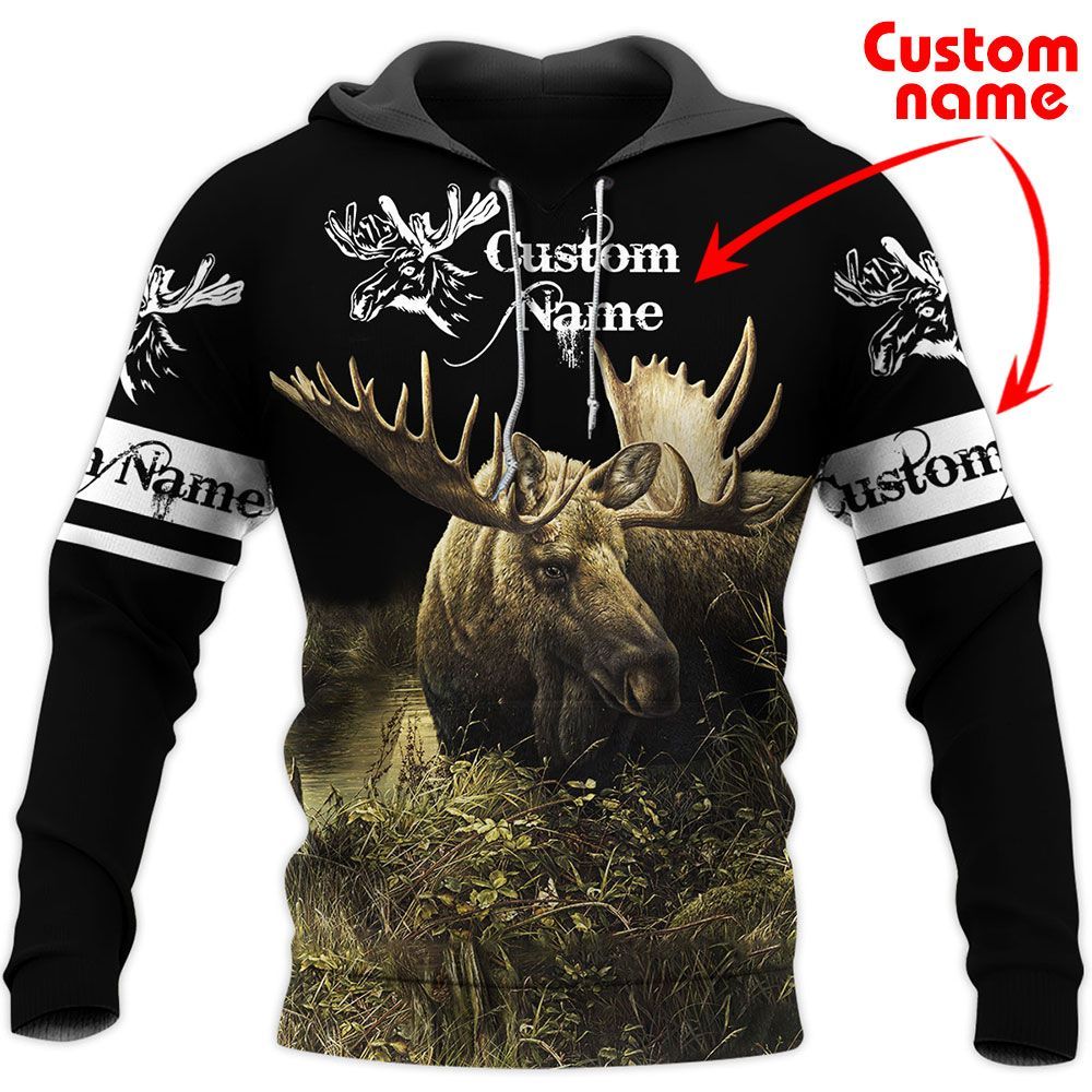 256THHHT-MOOSE HUNTING CUSTOM NAME 3D ALL OVER PRINT