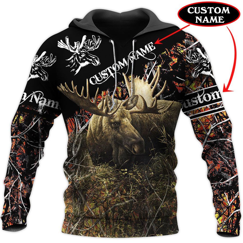 258THHHT-MOOSE HUNTING CUSTOM NAME 3D ALL OVER PRINT