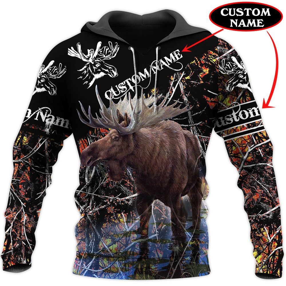 255THHHT-MOOSE HUNTING CUSTOM NAME 3D ALL OVER PRINT