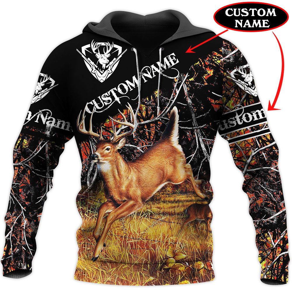 251THHHT-DEER HUNTING CUSTOM NAME 3D ALL OVER PRINT