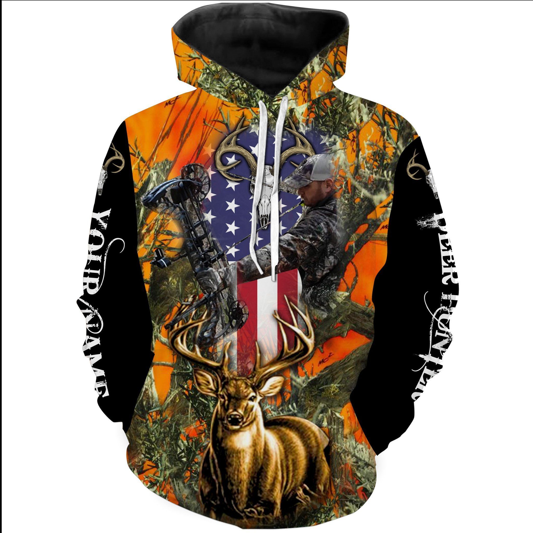 87THHHT-Deer hunting Orange camo Custom Name 3D All over print