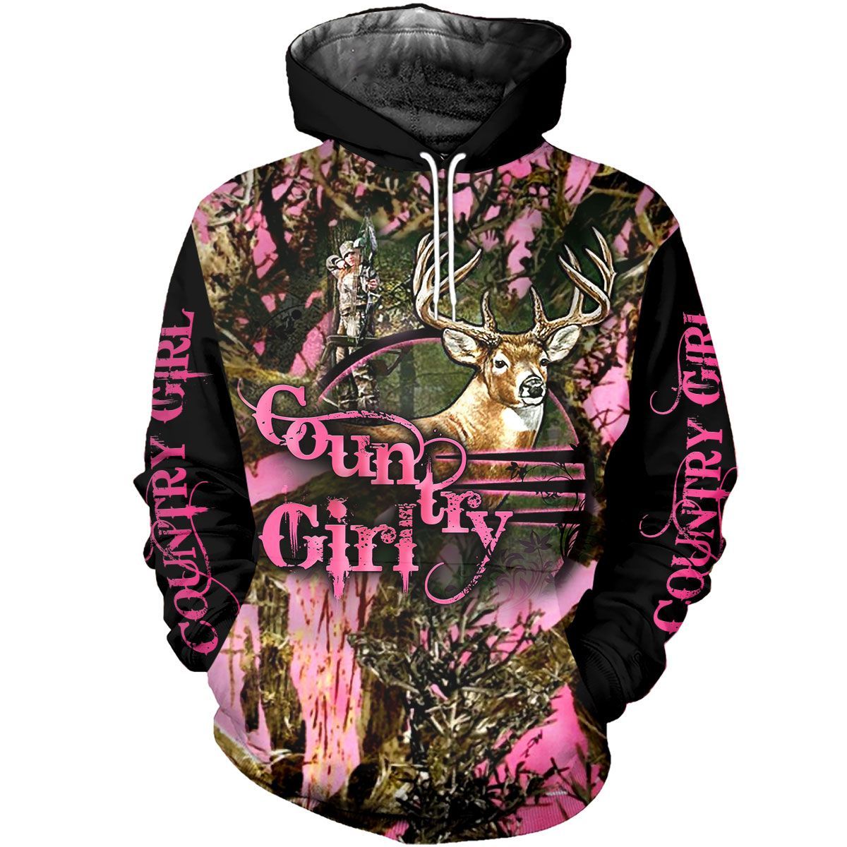 217THHHT-DEER HUNTING COUNTRY GIRL 3D ALL OVER PRINT